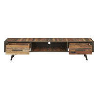 Rustic Natural Wood TV Stand with Two Drawers