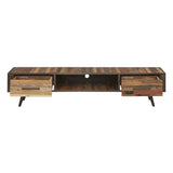 Rustic Natural Wood TV Stand with Two Drawers