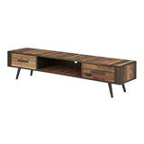 Rustic Natural Wood TV Stand with Two Drawers