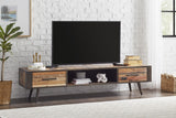 Rustic Natural Wood TV Stand with Two Drawers