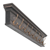 Rustic Black Wash Wood Eight Hook Hanging Coat Rack