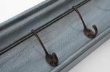 Rustic Antiqued Black and Blue Eight Hook Hanging Coat Rack