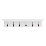 Traditional Classic White Wood Six Hook Hanging Coat Rack