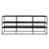 55" Modern Rustic Wood and Black Metal Open TV Stand