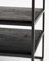 55" Modern Rustic Wood and Black Metal Open TV Stand