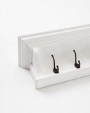 Classic White Wood Wide Four Hook Hanging Coat Rack