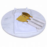 12"  Wood and Marble and Gold Cheese Board and Knife Set