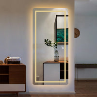 Petite LED Strip Rounded Rectangle Wall Mirror