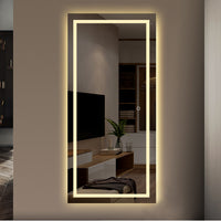 Petite LED Strip Rectangular Wall Mirror