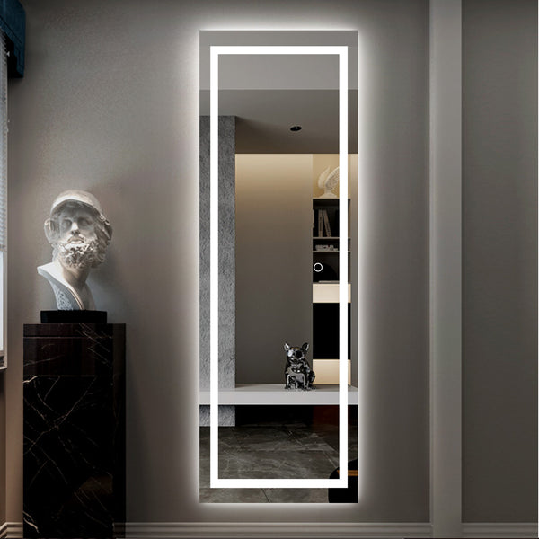 Petite LED Strip Rectangular Wall Mirror