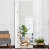 Narrow Minimal Gold Full-length Floor Mirror With Standing