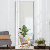 Narrow Minimal Gold Full-length Floor Mirror With Standing