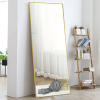 Narrow Minimal Gold Full-length Floor Mirror With Standing