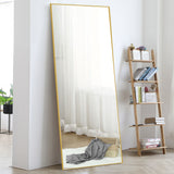 Narrow Minimal Gold Full-length Floor Mirror With Standing