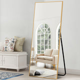 Narrow Minimal Gold Full-length Floor Mirror With Standing