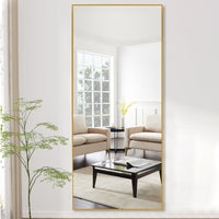 Narrow Minimal Gold Full-length Floor Mirror With Standing