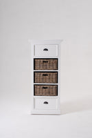 Classic White Storage Cabinet with Basket Set