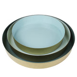 Set of Three Gold and Blue Round Trays