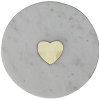 Heart Inlay Marble Serving Tray
