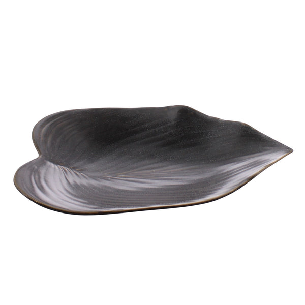 Black Begonia Leaf Ceramic Serving Tray