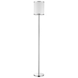 Lux II 1-Light Polished Chrome Floor Lamp With Metal Trimmed Off White Shantung Shade