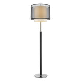 Roosevelt 1-Light Espresso And Brushed Nickel Floor Lamp With Smoke Gray Shantung Two Tier Shade
