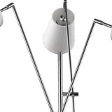 Cerberus 3-Light Polished Chrome Adjustable Arm Floor Lamp With Coarse Cream Linen Shades