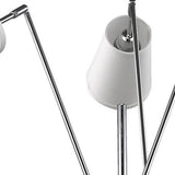 Cerberus 3-Light Polished Chrome Adjustable Arm Floor Lamp With Coarse Cream Linen Shades