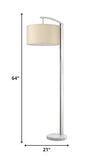 Station 1-Light Brushed Nickel Floor Lamp With Coarse Ivory Linen Shade