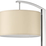 Station 1-Light Brushed Nickel Floor Lamp With Coarse Ivory Linen Shade