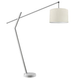 Chelsea 2-Light Polished Chrome Arc Floor Lamp With Latte Linen Shade