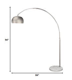 Mid 1-Light Brushed Nickel Adjustable Arc Floor Lamp With Metal Shade (94")