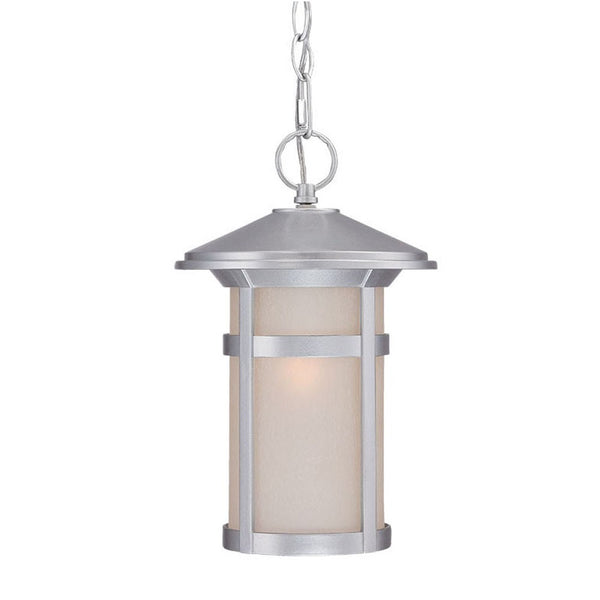 Brushed Silver Round White Glass Hanging Light