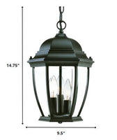 Three Light Matte Black Wide Lantern Hanging Light