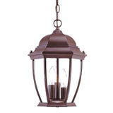 Three Light Dark Brown Wide Lantern Hanging Light