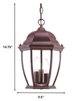 Three Light Dark Brown Wide Lantern Hanging Light