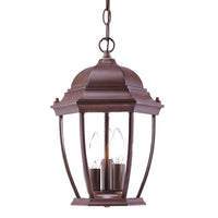 Three Light Dark Brown Wide Lantern Hanging Light