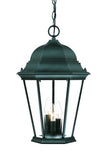 Three Light Matte Black Domed Glass Lantern Hanging Light