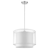 Brella 1-Light Metallic Silver Pendant With Sheer Snow Shantung Two Tier Shade
