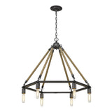 Holden 6-Light Antique Gray Wagon Wheel Chandelier