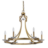 Peyton 6-Light Raw Brass Chandelier With Crystal Accents