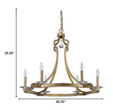 Peyton 6-Light Raw Brass Chandelier With Crystal Accents