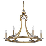 Peyton 6-Light Raw Brass Chandelier With Crystal Accents