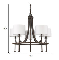 Kara 5-Light Oil-Rubbed Bronze Chandelier With Fabric Shades And Crystal Bobeches