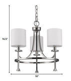 Kara 3-Light Polished Nickel Chandelier With Fabric Shades And Crystal Bobeches