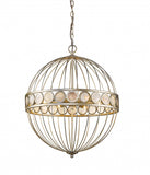 Aria 6-Light Antique Silver Globe Pendant With Mother Of Pearl Accents