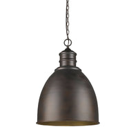 Colby 1-Light Oil-Rubbed Bronze Pendant With Raw Brass Interior Shade