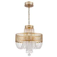 Viola 4-Light Antique Gold Crystal Chandelier