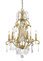 Claire 6-Light Antique Gold Chandelier With Crystal Accents