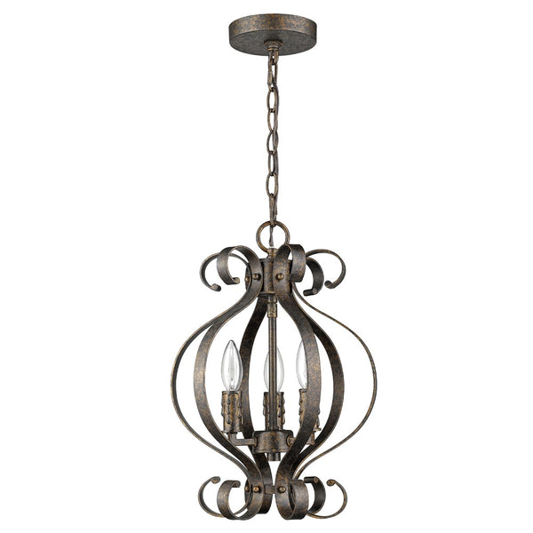 Lydia 3-Light Russet Chandelier With Melted Wax Tapers